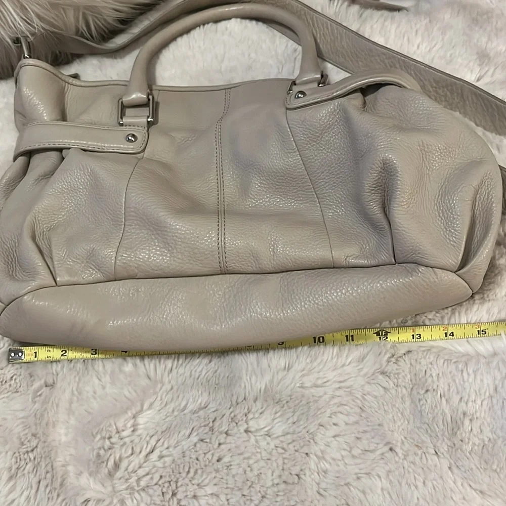 Banana Republic Beige Stone Pebbled Leather Slouchy Crossbody Shoulder Bag Purse
